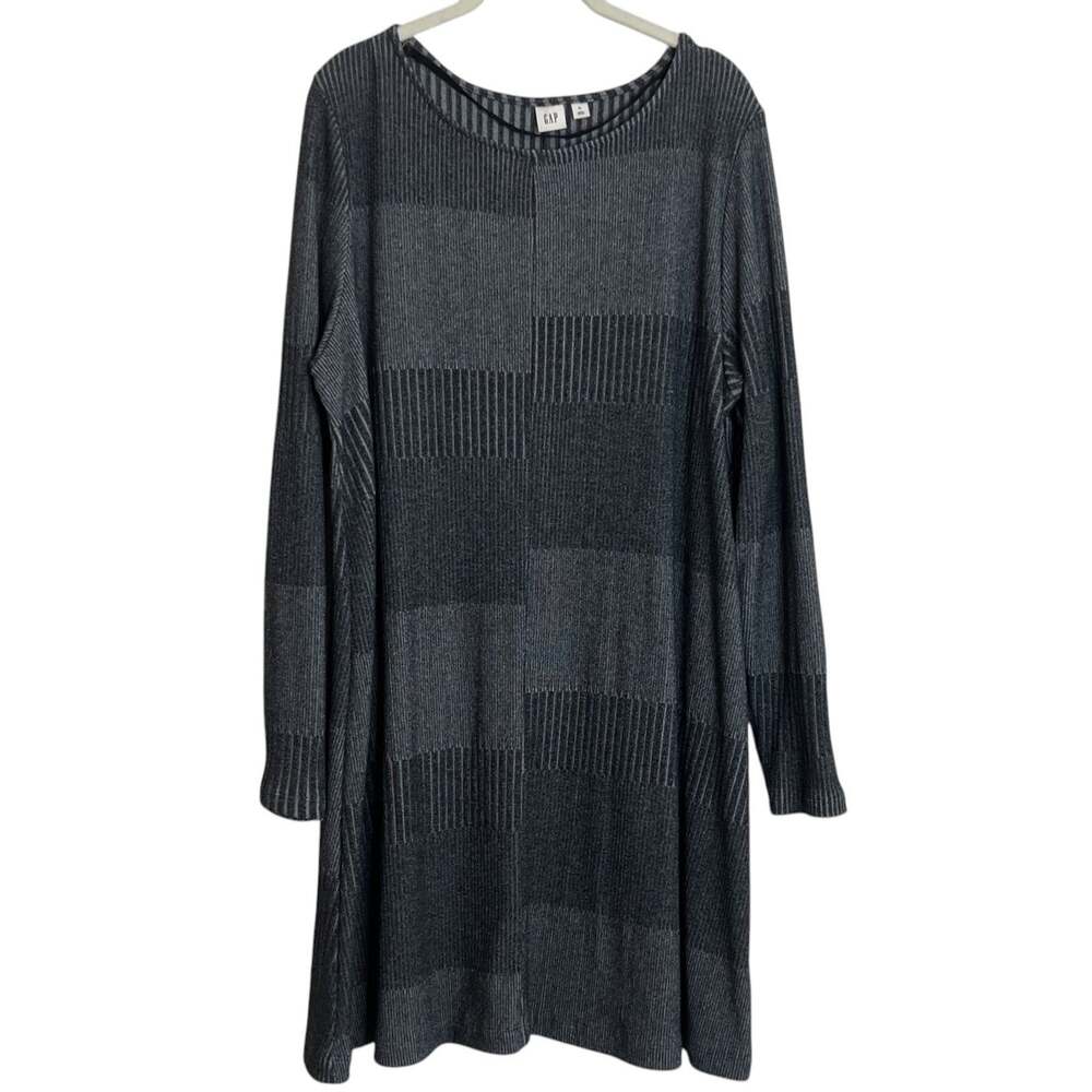 GAP Womens Sweater Dress Size XL Gray Textured Patchwork Knit Long Sleeve